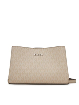 Michael Kors Michael Kors Kadın Ayarlanabilir Omuz Askılı Monogram Logo Desenli Manyetik Kapamalı Fermuar Bölmeli Bej Omuz Çantası 32S5S9RC1V-LIGHTSAND
