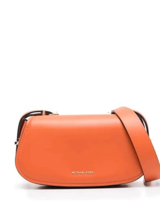 Michael Kors Michael Kors Kadın Ayarlanabilir Omuz Askılı %100 Deri Metalik Logo Kabartmalı Manyetik Kapamalı Turuncu Omuz Çantası 32S5GL0C1L-ORNGPNCH
