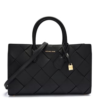 Michael Kors Michael Kors Kadın Baklava Dilim Geniş Deri Kemerli Ayarlanabilir Kayış Siyah Omuz Çantası 30S5GETS2L-BLACK