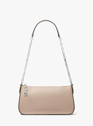 Michael Kors Michael Kors Kadın Deri Fermuar Kapama Zincir Askı Bej Omuz Çantası 32H3S8EW6L-LIGHTSAND