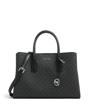 Michael Kors Michael Kors Kadın Deri MK Yazı Desen Kısa Kulp Geniş Siyah Omuz Çantası 30S5S9RS3V-BLACK
