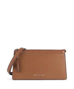 Michael Kors Michael Kors Kadın Deri MK Yazı Tokalı Fermuar Kapama Kahverengi Omuz Çantası 32H3G8EC7L-LUGGAGE
