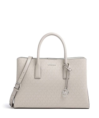 Michael Kors Michael Kors Kadın Deri MK Yazı Desen Kısa Kulp Geniş Bej Omuz Çantası 30S5S9RS3V-LIGHTSAND