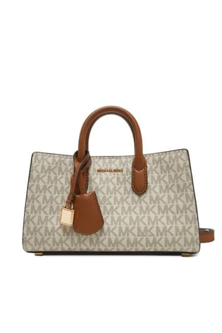 Michael Kors Michael Kors Kadın Deri MK Yazı Tokalı Fermuar Kapama Pembe Omuz Çantası 32F4GETC0B-VNLSFTPNK
