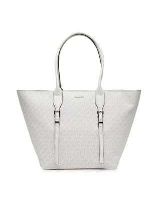 Michael Kors Michael Kors Kadın Geniş Fermuar Kapama Kemer Detay MK Yazılı Beyaz Omuz Çantası 30R5S9OT7V-OPTALLUM