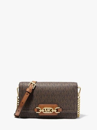 Michael Kors Michael Kors Kadın MK Yazılı Metal Toka Kapama Deri Zincir Askı Kahverengi Omuz Çantası 32F2G7HC1B-BRNACORN