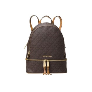 Michael Kors Michael Kors Kadın Monogram Logo Desenli Fermuarlı İç Bölmeli Geniş İç Hacimli Kahverengi Sırt Çantası 30S7GEZB1B-BROWN
