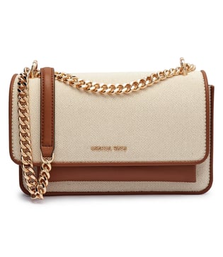 Michael Kors Michael Kors Kadın Zincir Askı Detay Çıtçıt Kapama Köşeler Deri Detay Krem Omuz Çantası 30S5GC7L3C-LUGGAGE