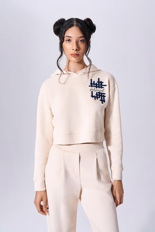 Naar Naar Kadın Kapüşonlu Baskılı Uzun Kollu Krem Sweatshirt NAAR91306-KREM