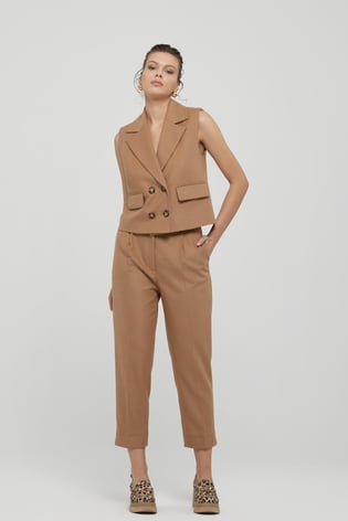 Naar Naar Kadın Rahat Kesim Pileli Kısa Paça Camel Pantolon NAAR91252-CAMEL