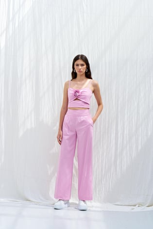 Naar Naar Kadın Regular Fit Bol Paça Rahat Günlük Pembe Pantolon NAAR81234-PEMBE