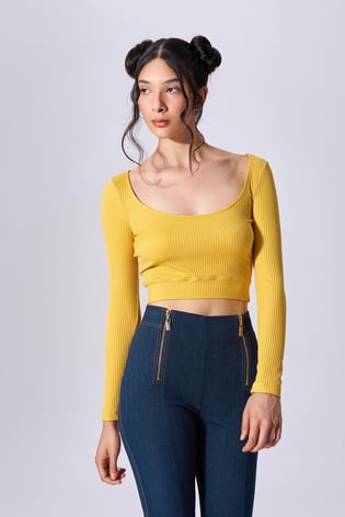Naar Naar Kadın Slim Fit Uzun Kollu Sarı Body NAAR91321-KOYU SARI