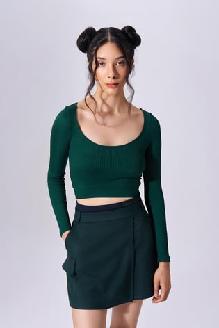 Naar Naar Kadın Slim Fit Uzun Kollu Yeşil Body NAAR91321-ZÜMRÜT