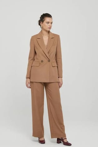 Naar Naar Kadın Yüksek Bel Dokuma Kumaş Geniş Paçalı Camel Pantolon NAAR91247-CAMEL