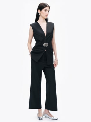 Nocturune Nocturune Kadın Normal Bel Regular Fit Geniş Paçalı Siyah Pantolon N25YN3375-SİYAH