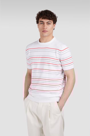 Paul Shark Paul Shark Erkek Bisiklet Yaka Kısa Kol Renkli Çizgi Desen Çok Renkli T-Shirt 25411532-162