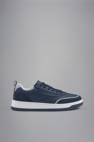Paul Shark Paul Shark Erkek Hakiki Deri Rahat Taban Süet Detaylı Mavi Sneaker 14318003-050