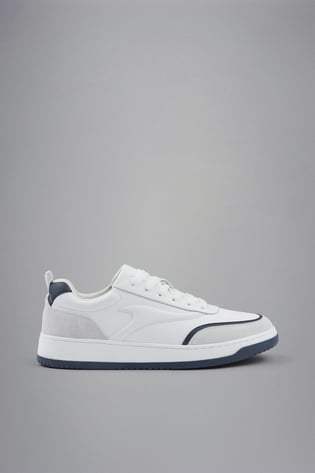 Paul Shark Paul Shark Erkek Hakiki Deri Rahat Taban Süet Detaylı Beyaz Sneaker 14318003-010