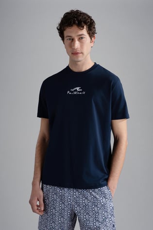 Paul Shark Paul Shark Erkek Marka Logolu Pamuklu Normal Kalıp Günlük Lacivert T-Shirt 24411061-013