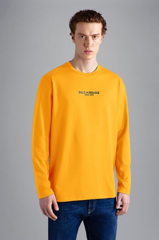 Paul Shark Paul Shark Erkek Marka Logolu Uzun Kollu Rahat Sarı T-Shirt 13311624-024