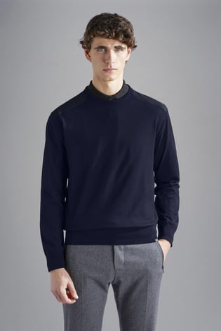 Paul Shark Paul Shark Erkek Pamuklu Bisiklet Yaka Regular Fit Uzun Kollu Mavi Kazak 14311036-013