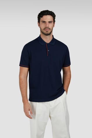 Paul Shark Paul Shark Erkek Pamuklu Normal Kalıp Kısa Kollu Lacivert Polo Yaka T-Shirt 25411323-013