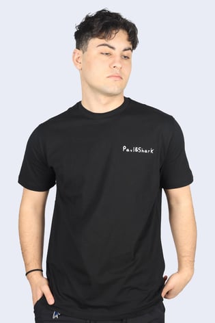 Paul Shark Paul Shark Erkek Pamuklu Regular Fit Yuvarlak Yaka Siyah T-Shirt 24411060-011