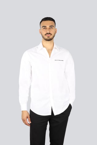 Paul Shark Paul Shark Erkek Regular Fit Pamuklu Göğsü Logo Baskılı Uzun Kollu Beyaz Gömlek 25413506-010