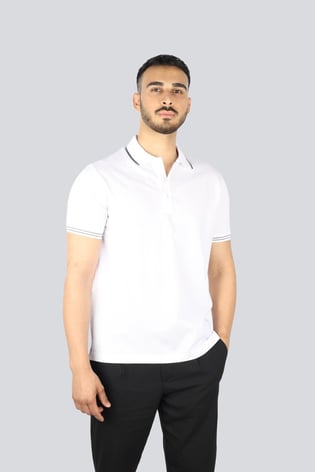 Paul Shark Paul Shark Erkek Regular Fit İnce Pike Pamuklu Kısa Kollu Beyaz-Gümüş Polo Yaka T-Shirt 25411236-10A