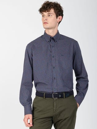 Paul Shark Paul Shark Erkek Relaxed Fit Pamuklu Düğmeli Lacivert Gömlek 11313074-102