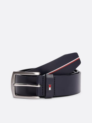 Tommy Hilfiger Tommy Hilfiger Erkek Ayarlanabilir Metal Tokalı %100 Deri Mavi Kemer AM0AM13011-DW6