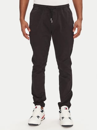 TOMMY HILFIGER Tommy Hilfiger Erkek Bel Bağlamalı Lastikli Paça Yüksek Bel Siyah Pantolon DM0DM20283-BDS
