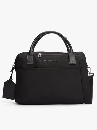Tommy Hilfiger Tommy Hilfiger Erkek Çift Kapatma Fermuarlı Ayarlanabilir Çıkarılabilir Askılı Siyah Laptop & Evrak Çantası AM0AM13098-BDS