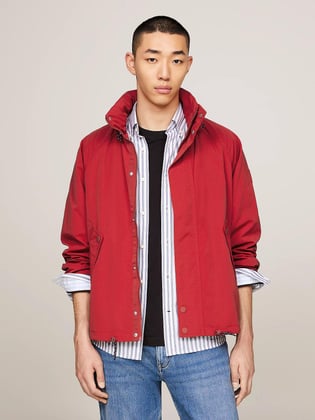 Tommy Hilfiger Tommy Hilfiger Erkek Dik Yaka Yalıtımlı Marka Logolu Fermuarlı Kırmızı Ceket MW0MW35807-XNN