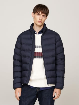 Tommy Hilfiger Tommy Hilfiger Erkek Dik Yaka Fermuar Kapamalı Su Geçirmez Isı Yalıtımlı Mavi Ceket MW0MW37259-DW5