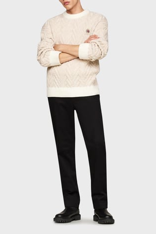 TOMMY HILFIGER Tommy Hilfiger Erkek Esnek Pamuklu Kumaş Düz Paça Chino Siyah Pantolon MW0MW37873-BDS