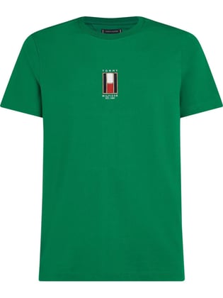 TOMMY HILFIGER Tommy Hilfiger Erkek Göğüste İşlenmiş Logo Pamuklu Jarse Yeşil T-Shirt MW0MW36512-L4F
