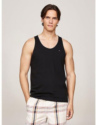 TOMMY HILFIGER Tommy Hilfiger Erkek Kolsuz Yuvarlak Yaka Düz Model Rahat Kesim Siyah Atlet UM0UM03387-0SI