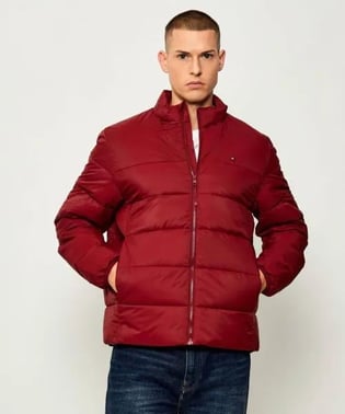 Tommy Hilfiger Tommy Hilfiger Erkek Normal Kalıp Dik Yaka Su Geçirmez Kapitoneli Uzun Kollu Kırmızı Mont MW0MW41982-XIT