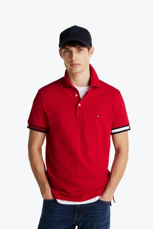 TOMMY HILFIGER Tommy Hilfiger Erkek Pamuklu Uzun Kollu Düğme Kapamalı Kırmızı Polo Yaka T-Shirt MW0MW37518-XLD