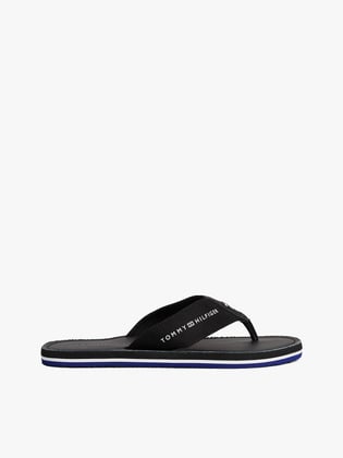 TOMMY HILFIGER Tommy Hilfiger Erkek Rahat Taban Parmak Arası Plaj Siyah Terlik FM0FM05442-BDS