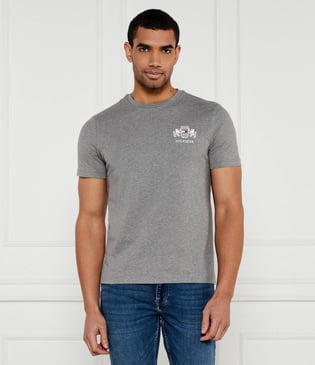 TOMMY HILFIGER Tommy Hilfiger Erkek Regular Fit Yuvarlak Yaka Kısa Kollu Pamuklu Gri T-Shirt MW0MW37909-P91