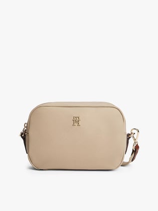 Tommy Hilfiger Tommy Hilfiger Kadın Ayarlanabilir Omuz Askılı TH Monogram Logolu Bej Omuz Çantası AW0AW17704-RBT