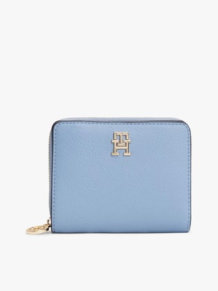 TOMMY HILFIGER Tommy Hilfiger Kadın Gold TH Monogram Logolu Bozuk Para Bölmeli Mavi Cüzdan AW0AW17473-C2B