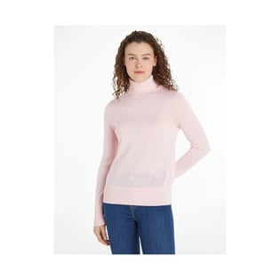 Tommy Hilfiger Tommy Hilfiger Kadın Logolu Yuvarlak Yakalı Uzun Kollu Günlük Kullanım Pembe Kazak WW0WW40982-TJQ