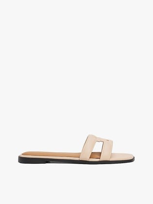 TOMMY HILFIGER Tommy Hilfiger Kadın Logolu Deri Fermuarlı Günlük Kullanım Pembe Sandalet FW0FW08671-TRY