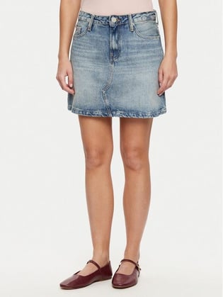 Tommy Hilfiger Tommy Hilfiger Kadın Mini Strainght Kesim Mavi Etek WW0WW44334-1A5