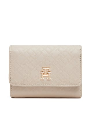 TOMMY HILFIGER Tommy Hilfiger Kadın Ön Tarafta Kabartmalı Logo İç Bölmeli Bej Cüzdan AW0AW17257-AA8