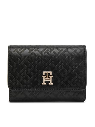 TOMMY HILFIGER Tommy Hilfiger Kadın Ön Tarafta Kabartmalı Logo İç Bölmeli Siyah Cüzdan AW0AW17257-BDS