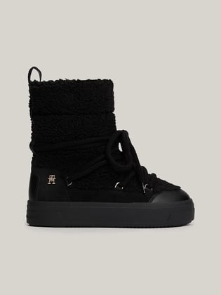Tommy Hilfiger Tommy Hilfiger Kadın Suni Kürk Detaylı Bağcıklı Siyah Bot & Bootie FW0FW08252-BDS